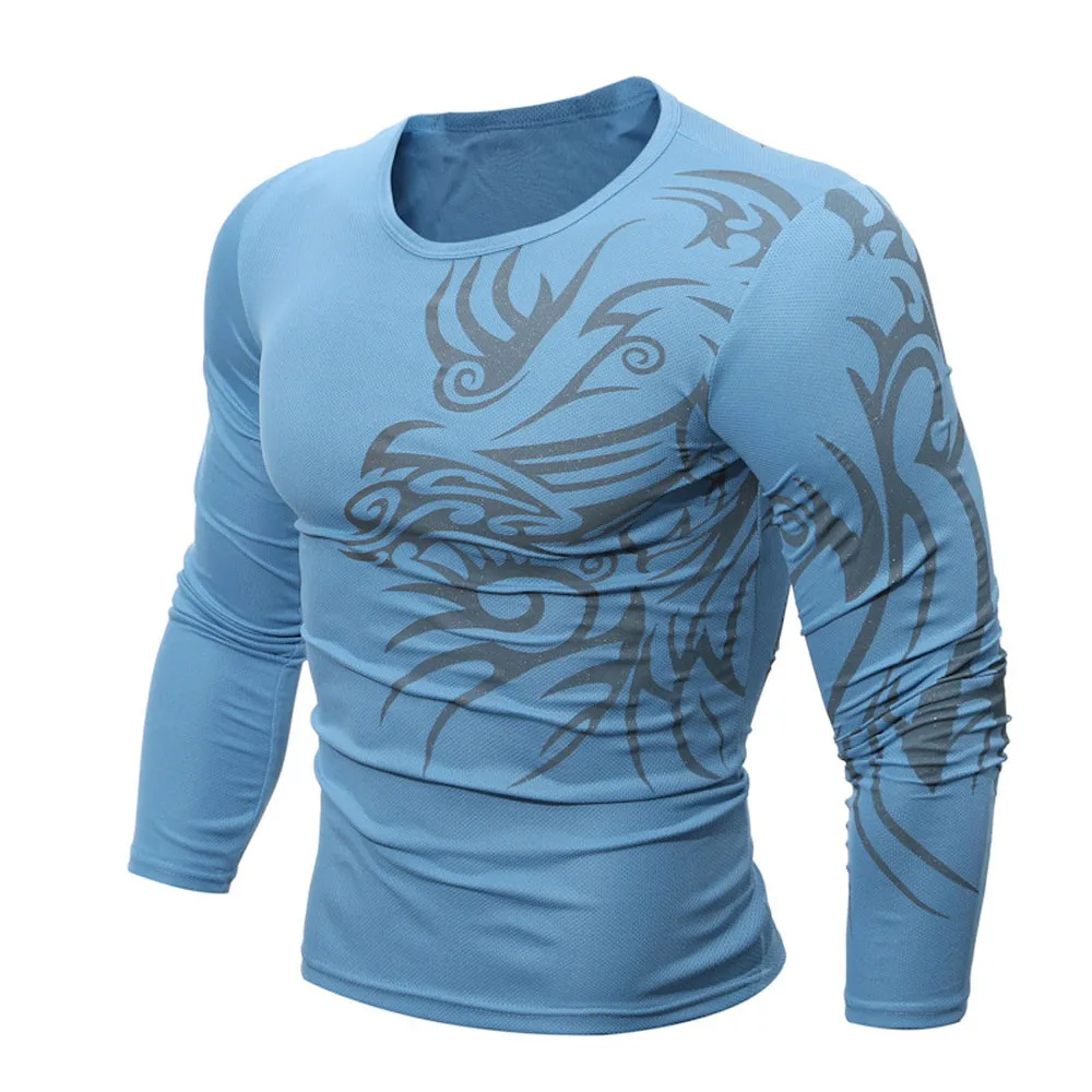 

2018 NEW autumn Men T Shirt Casual Long Sleeve Fashion Printing Men's Solid Tops Tees Stretch T-shirt Men Clothing Chemise Homme