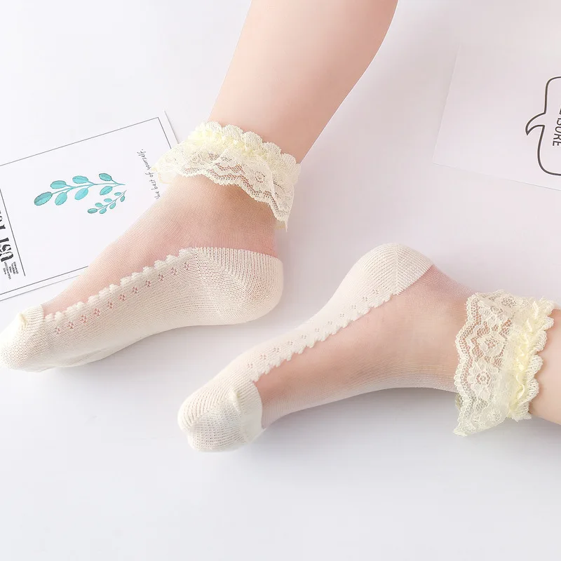 Children Socks Summer Baby Girls Kids Mesh Socks Fashion Lace Ruffle Frilly Ankle Short Sock Breathable Princess Children Girl Dance Socken