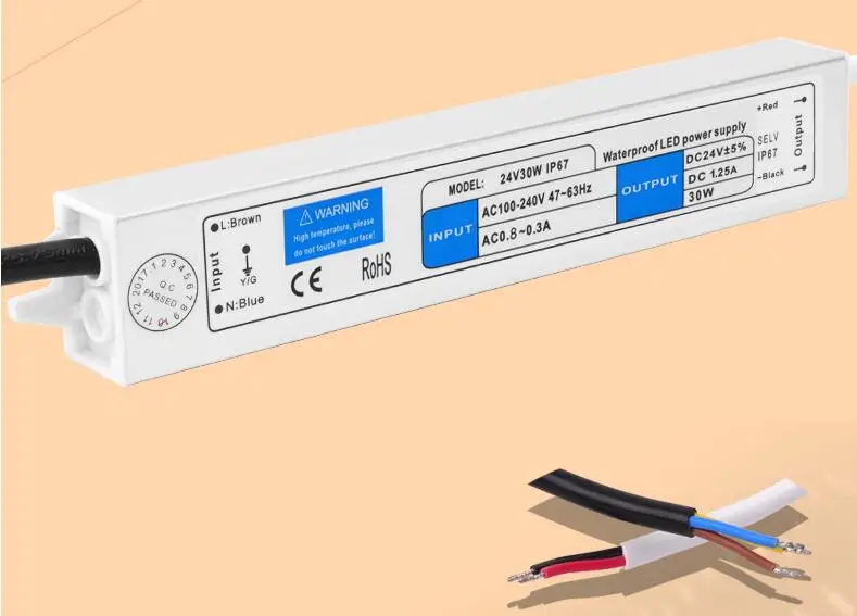 3 year warranty Waterproof IP67 30w high power 2.5A 12V DC 85-130V Constant voltage Led driver transformer