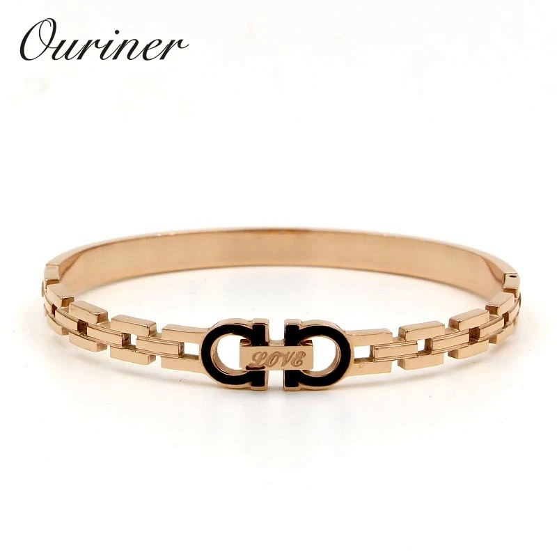 

Double D Belt Bangles & Braceelets for Lady Arm Cuff Bangles Classic Jewelry Men Black Resin Letter Watchband Bangle K087-1