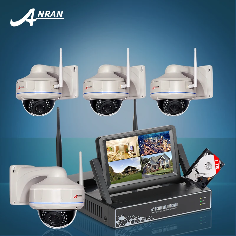 

Plug & Play 7" Monitor Video Surveillance Kit 4CH Wireless NVR 720P Security IP Camera Wifi CCTV System 1TB HDD & Remote Viewing