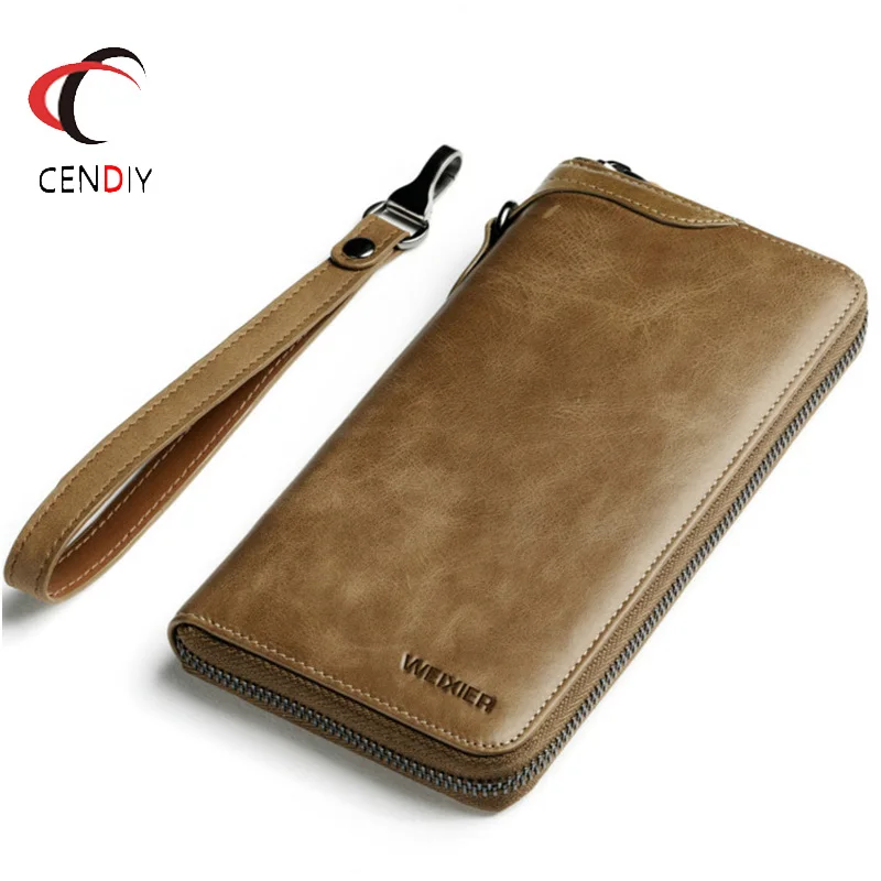 Long Men&#39;s Wallet Card Holder Mens Wallet Leather Brand Casual Clutch Bag Male Genuine Leather ...