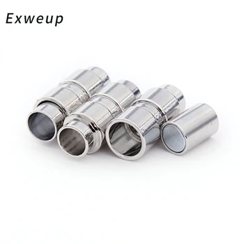 

Exweup 10pcs/lot Leather Cord Rhodium Copper Magnetic Clasp 6mm Bracelet Connectors For DIY Jewelry Making Accessories Clasp
