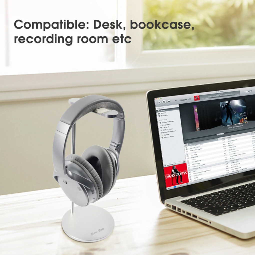 Universal Aluminum Alloy Headphone Acrylic Headset Earphone Stand Holder Display for Headphones Bracket Black for iPad Holder