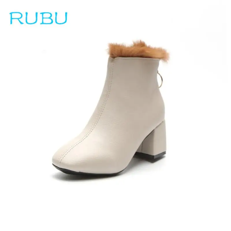 

2018 New Hot Style Fashion Women Boots Round Head Thick Bottom PU Leather Waterproof Woman Martin Boots