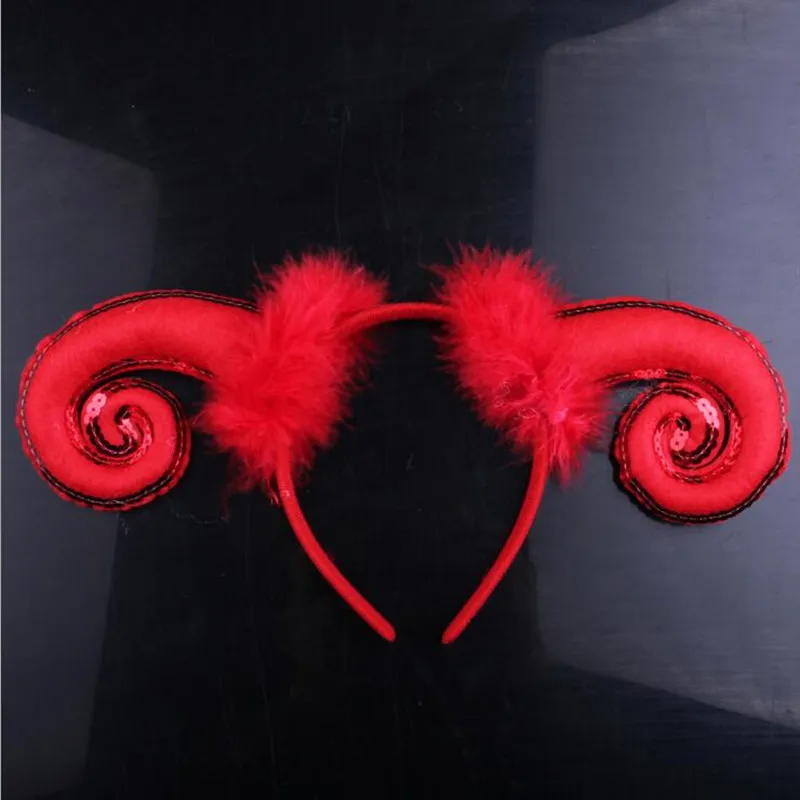 Милый плюшевый ободок из овечьей шерсти с рожком козы детский для выступлений