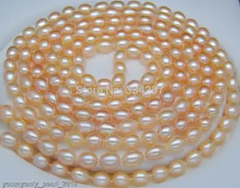 

Natural 7-8mm AAA+ pink pearls necklaces 75"Long