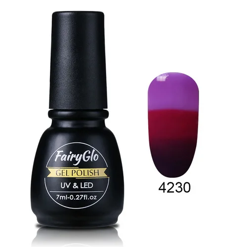 FairyGlo 7 мл термочувствительный, изменение цвета УФ гель лак для ногтей краски Gellak Лаки замочить от полу постоянного тиснения гель лак - Цвет: 4230