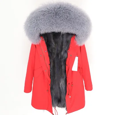 OFTBUY, зимняя женская куртка, большое натуральное меховое пальто, парка, монгольский овечий мех, воротник, Лисий мех, подкладка, камуфляж, длинное пальто, мода - Цвет: 4