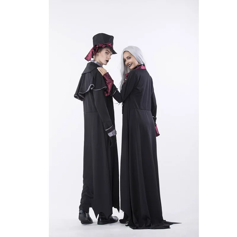 Женские и мужские костюмы для пар вампиров на Хэллоуин черные Хэллоуина