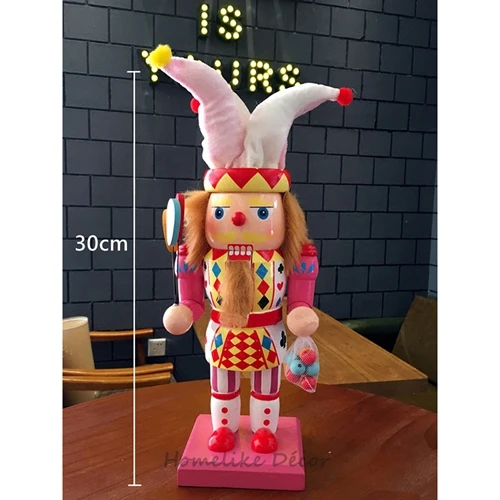 New 1pc 30cm Wooden Nutcracker Doll Rabbit Clown Design Handcraft