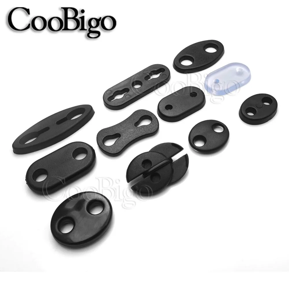 100pcs Plastic 2 Hole Flat Adjustable Stopper Cord Lock Ends Toggle For Paracord Sportswear