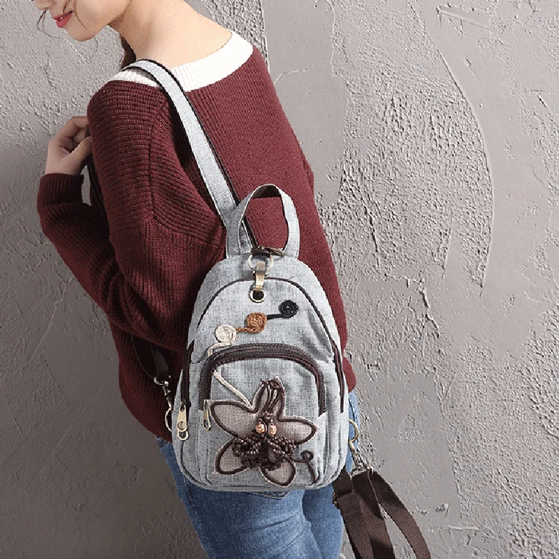 

Literature and Art Backpack National Style Canvas Handmade Weaving Travel Bag Lady Student Backpacks Fashion Chest Pack As Gifts