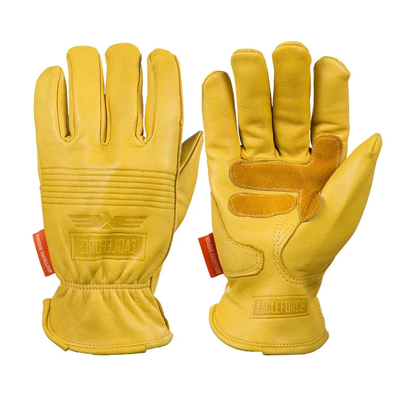 

OZERO 1Pairs Mechanics Work Gloves Sheepskin Anti Impact Safety Glove Garden Gloves Leather Welding/Motorcycle