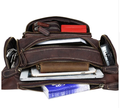 Поясная Сумка Crazy Horse Мужская винтажная из натуральной кожи|bag waist|waist packbag waist pack |