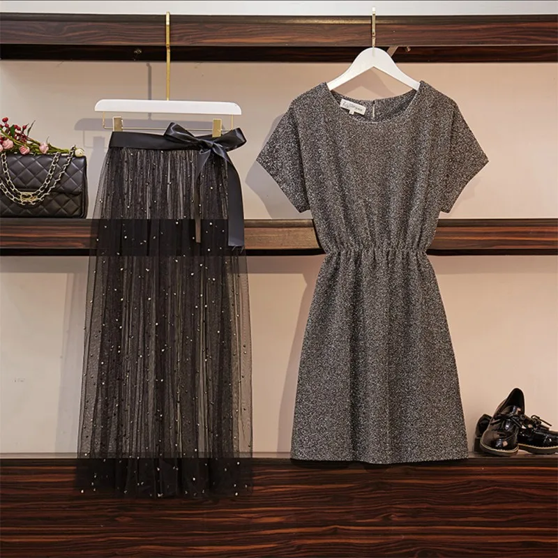 

Women Cotton Shirt Top + Mesh Mini Skirt Suit Summer Elegant Women 2 Piece Set