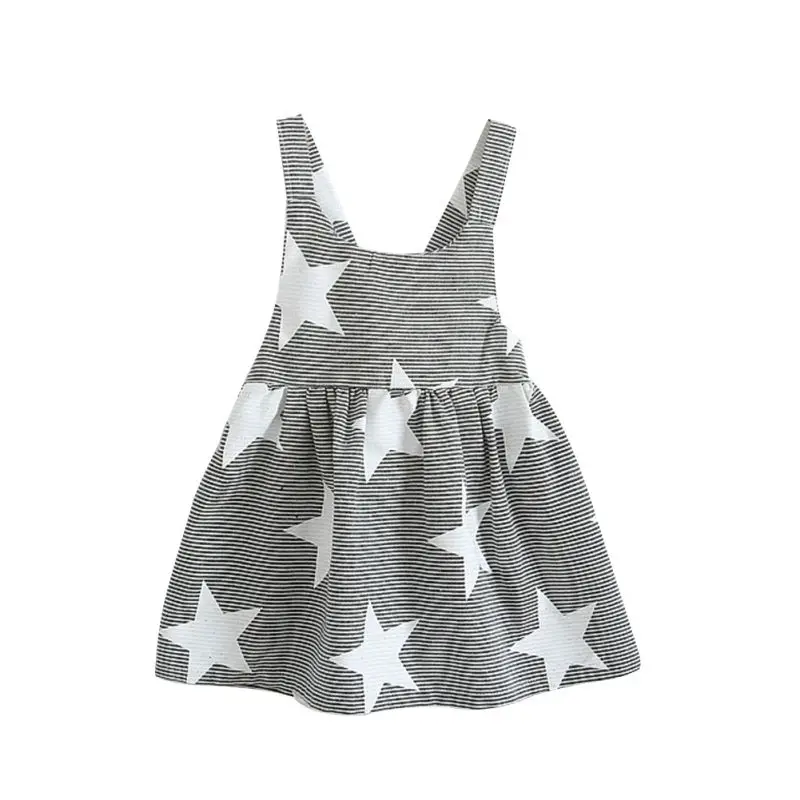 

2017 New Style Summer Baby Kids Girls Sleeveless Beach Star Stripe Dress Baby Girls Cute Fashion Dresses