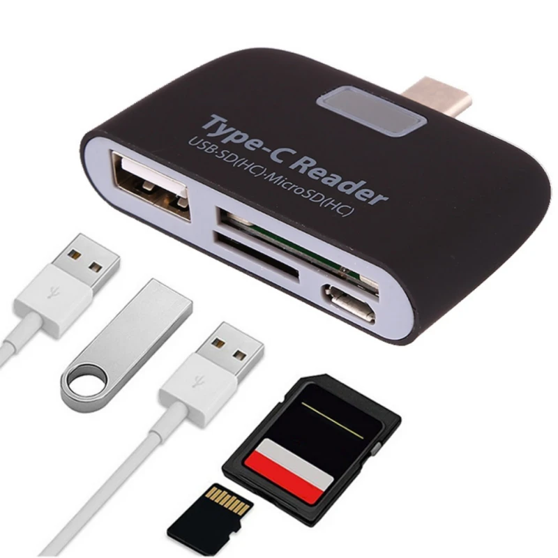 3 в 1 USB 3,1 type-C USB-C TF Micro OTG кардридер для телефонов Macbook Tablet Multi-function Card-Reader