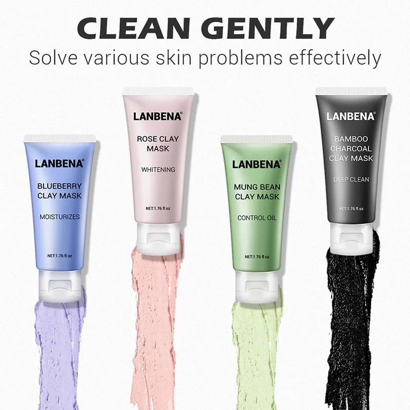 

LANBENA Mung Bean Clay Face Mask Deep Cleaning Remove Grease Shrinks Pores Skin Care HB88