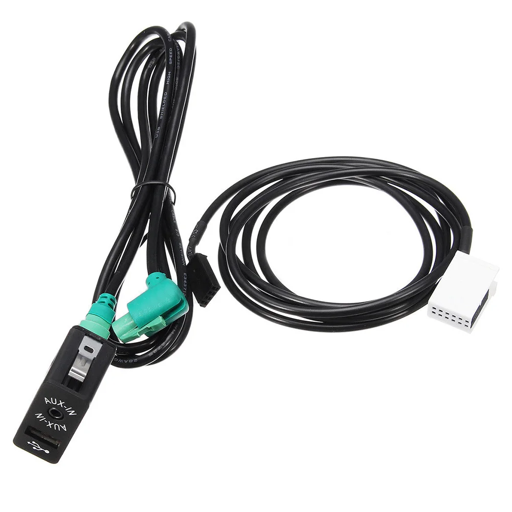 

AUX Cable Set Harness Parts USB Adapter Audio Socket Switch CD Accessories ABS Wiring Black Connector Car For BMW E60