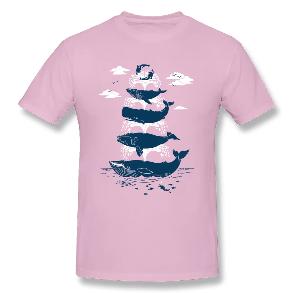 Men Retro Casual Tops Tees Crew Neck Summer/Autumn 100% Cotton T-shirts Summer Short Sleeve Whale of a Time T-Shirt Whale of a Time pink