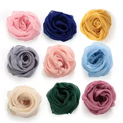 Для женщин девочек Новые однотонные Цвет мягкий шифон шелковый шарф Обёрточная бумага шаль элегантный шейный платок ретро голову, шею