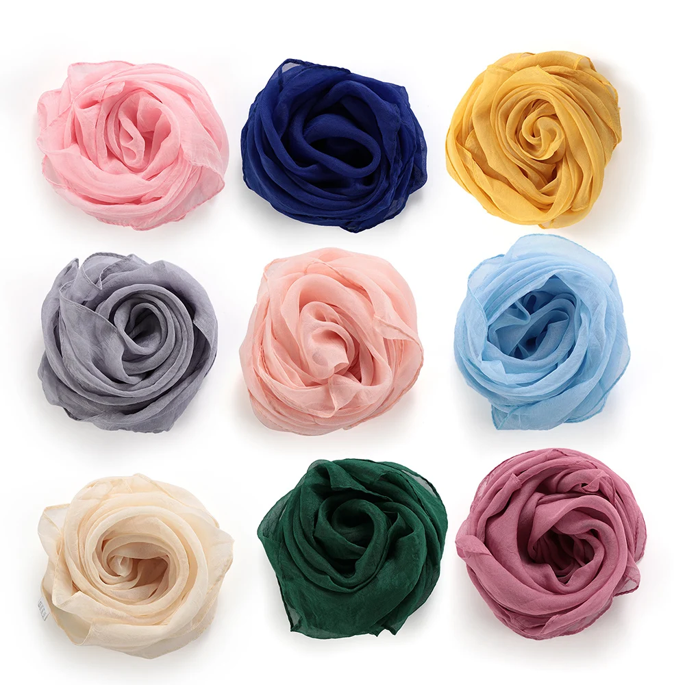 

36Styles Fashion Solid Color Women Girl Chiffon Silk Square Scarf Wrap Shawl Elegant Neckerchief Retro Head Neck Hair Tie Band