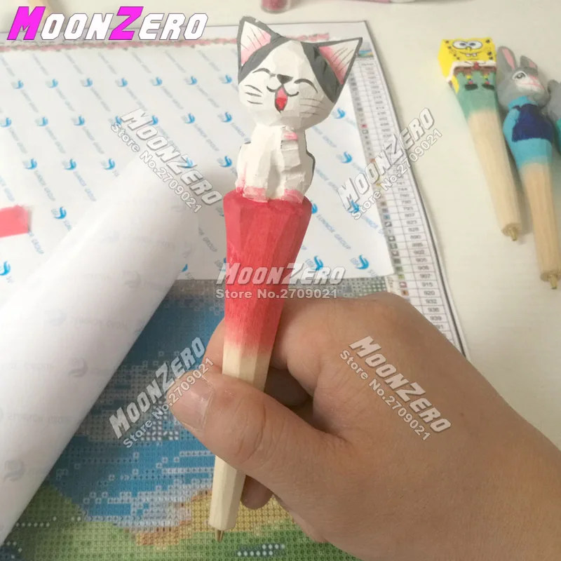 Новая ручная резная деревянная ручка для алмазной живописи вышивка крестиком аксессуары точечный полимерный инструмент для выкладывания мозаики ручки - Цвет: G-Sweet Cat