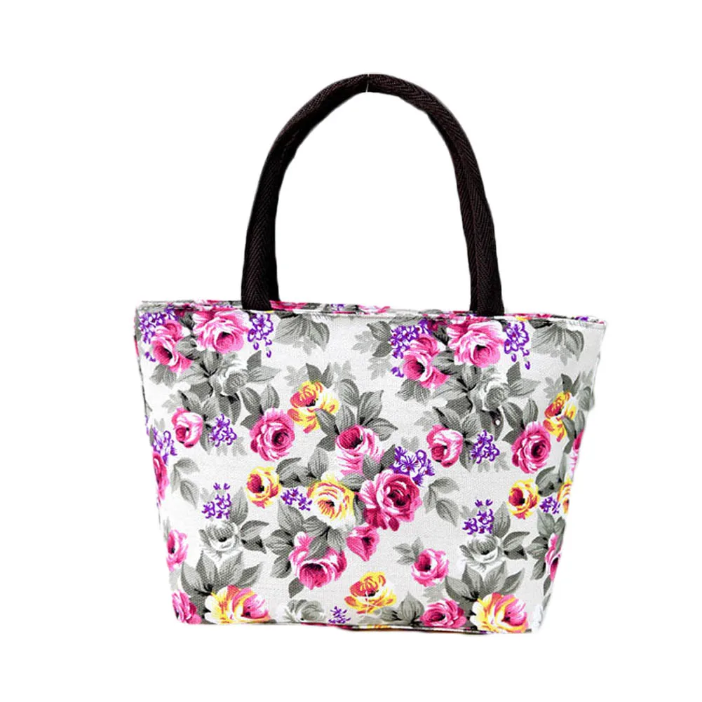 Simple Fashion Women Messenger Bags Canvas Flowers Printed Zipped Girls Handbag Ladies Shoulder