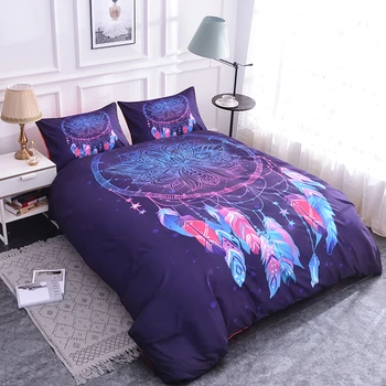 

ZEIMON 3pcs Bohemia Styles HD 3D Bedding Set Dreacacther Duvet Cover Set Mandala Feathers Pattern Pillowcase Home Textiles 3pcs