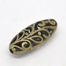DoreenBeads цинковые бусины-вставки из сплава Овальный античный бронзовый цветок Hollowcolor около 23 мм x 9 мм, Отверстие: Приблизительно 1,2 мм, 2 шт