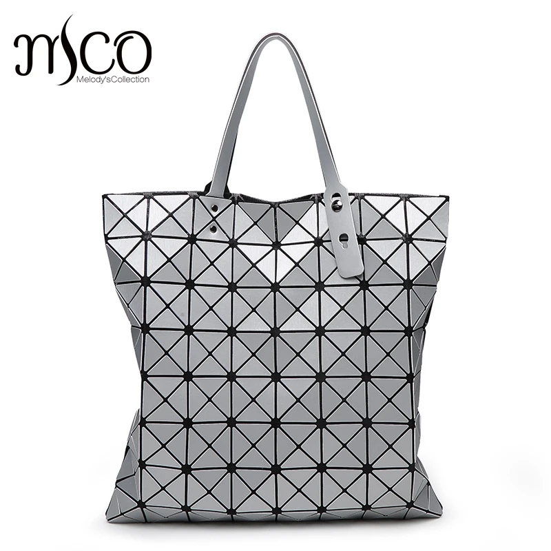 

2017 Japan Style Luxury Matte Rock Holographic Shoulder Bag Fashion Geometry Laser Folding Women Tote Handbag Big Shop Bags