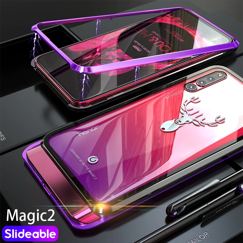 ADKO Магнитный адсорбционный металлический Прозрачный чехол для Huawei Honor Magic 2