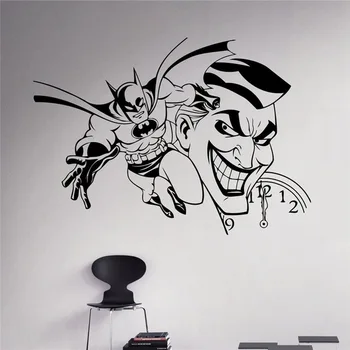 

Joker and Batman Wall Vinyl Decal Comics Sticker Superhero Home Interior Art Decor Ideas Bedroom Kids Room Removable Murals