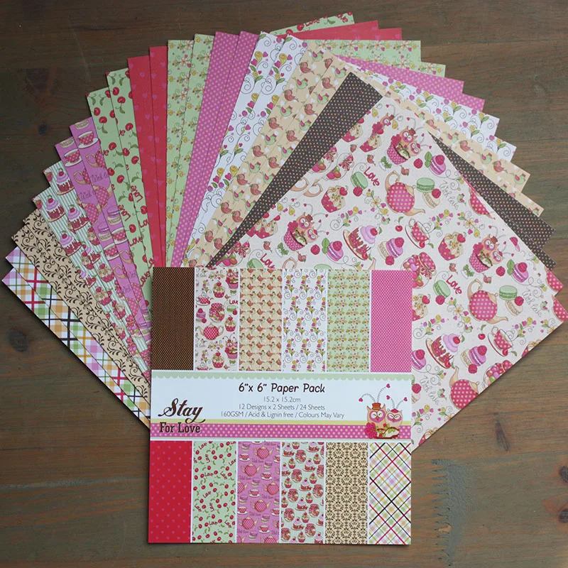 

DIY Photo Album Cooking series Decorative Scrapbooking Papers Crafts Art Card 6" Single Side Printed 24 Sheets /Set