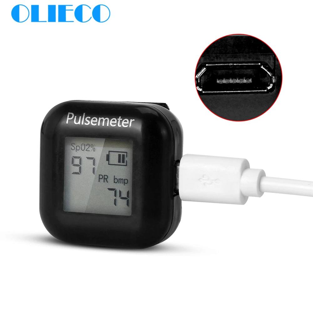 

OLIECO Rechargeable Mini Light Finger Pulse Oximeter Ring with Bandage Adjustable for Baby Blood Oxygen SPO2 PR Oximetro CE FDA