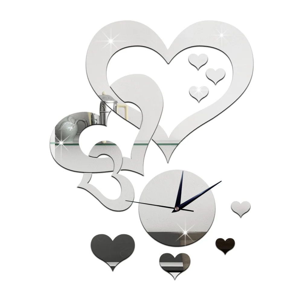 Горячие настенные часы «сделай сам» красивые часы для гостиной, спальни, учебы, процесс любви, зеркальные часы