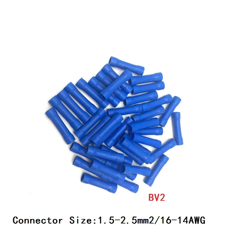 MINCO тепла 100 шт./компл. утепленные прямые стыковые соединители 3 размера BV1 BV2 BV5 обжимных разъёмов для проводов кабеля - Цвет: 100pcs BV2