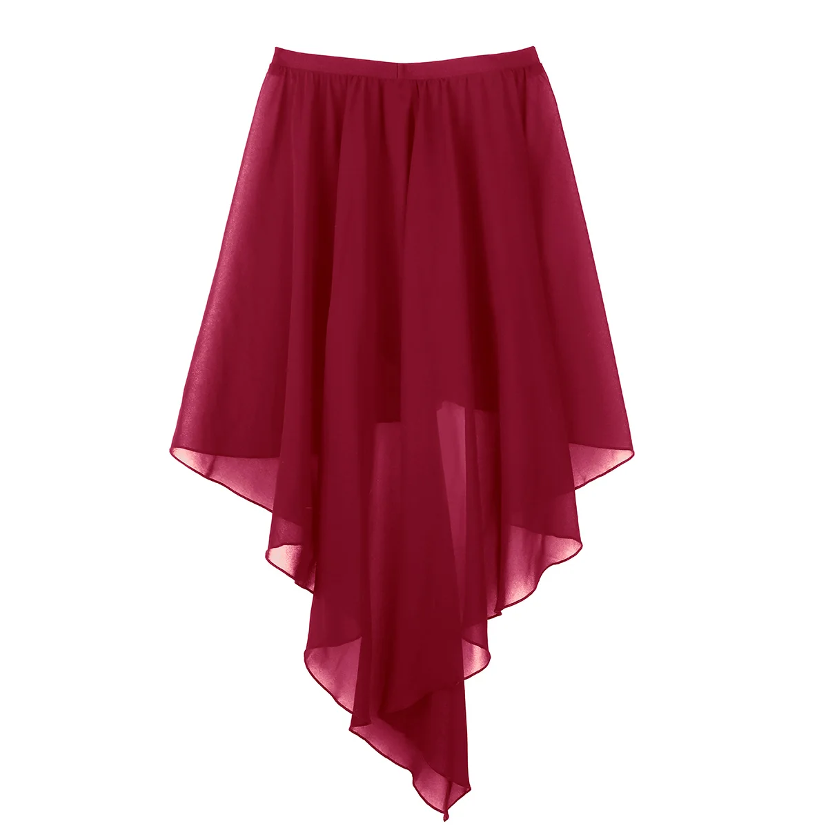 Женская балетная юбка, юбка для танцев, Дамская шифоновая Асимметричная юбка для балета, трико, танцевальный костюм для взрослых - Цвет: Wine Red