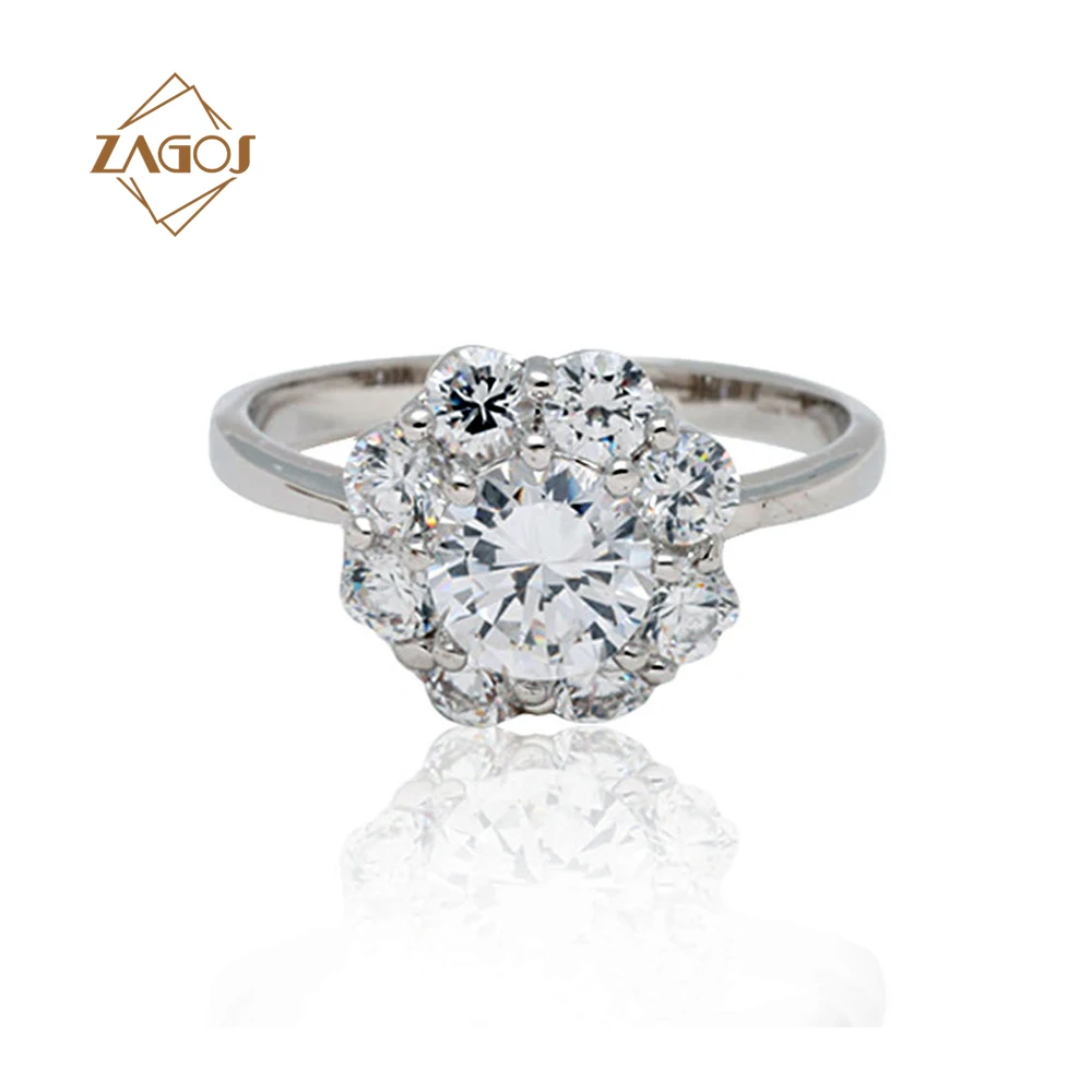 

5.5/6.5/8 Size Round Crystal Ring Wedding/Party/Anniversary Trendy Engagement Silver Color 10x10mm Rings TR0046