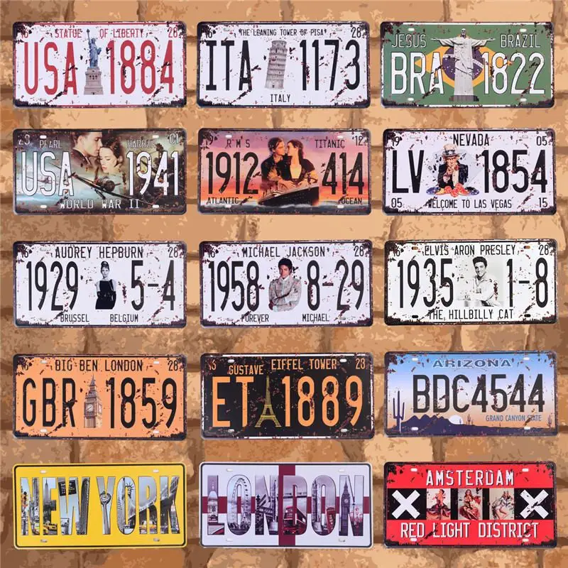 

Vintage Metal Signs Tin Poster Decorative Plates Wall Stickers Pub Bar Garage Decor Shabby Chic Home Bar Decoration 15X30CM C8
