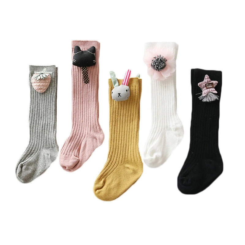 Baby Girls Socks Winter Warm Cotton Knee High Socks for Girl Floral Socks for Baby Princess Leg