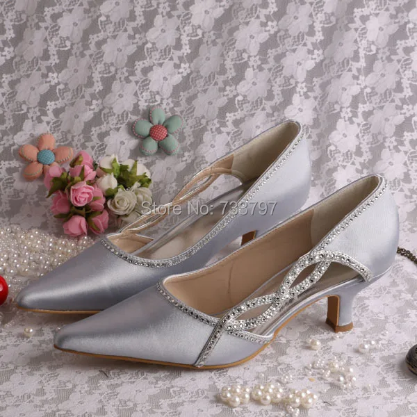 silver grey satin shoes