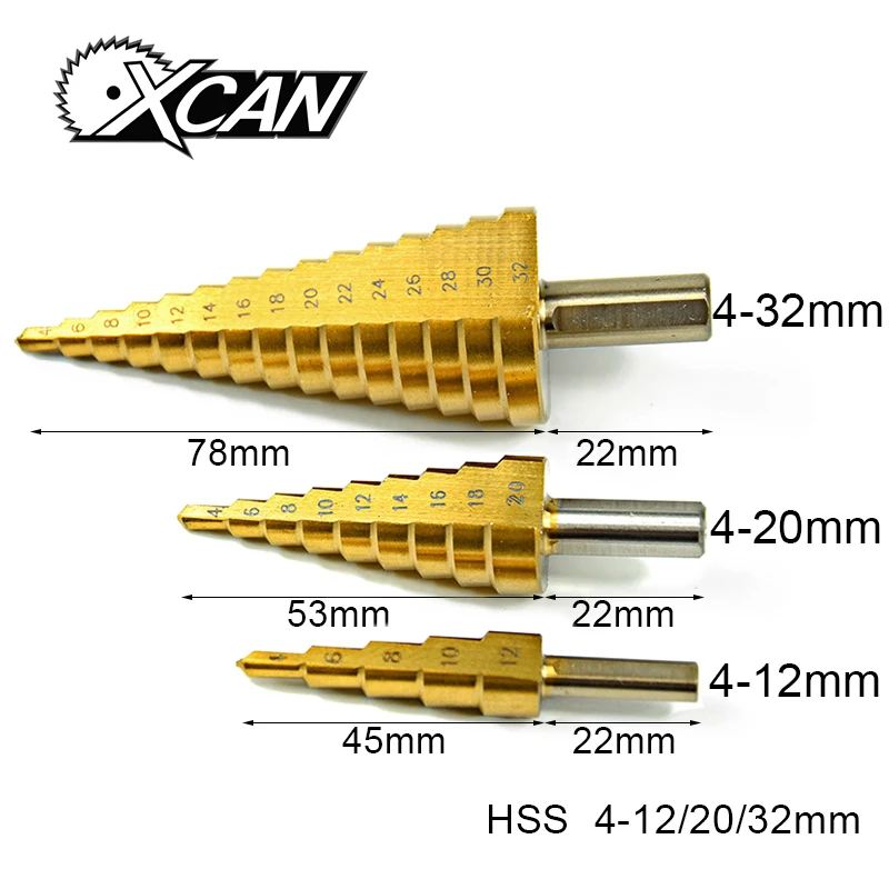 3 шт. Метрическая Спираль Флейта пагода Форма отверстия Cutter 4-12/20/32 мм HSS Сталь конический Бурильные долото комплект HSS Сталь шаг заточка