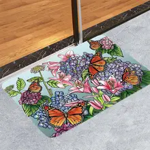 Красочный цветочный коврик с бабочкой Коврик для прихожей для кухни пейзаж ванная комната туалет Нескользящие Коврики для пола коврик против скольжения