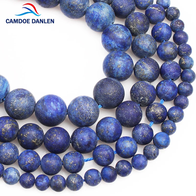 

CAMDOE DANLEN Natural Stone Dull Polish Matte Frosted Blue Lapis Lazuli 6 8 10 12 mm Round Loose Beads Fit DIY Jewelry Making