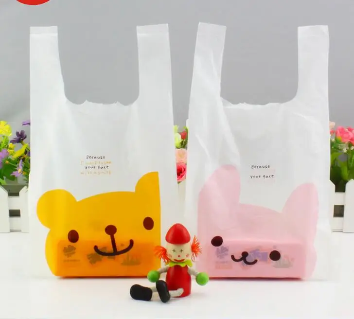 SIZE: 36*64cm+14cm large plastic shopping bags with handles,party favor Christmas plastic gift ...