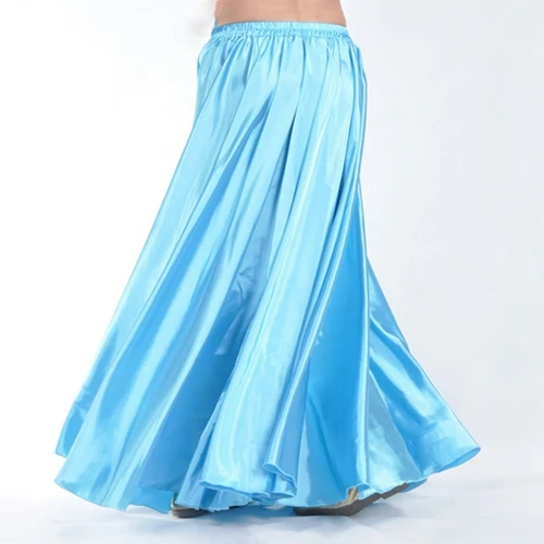 16 цветов доступны атласные танец живота Профессиональная женская одежда для танца живота полные юбки-солнце юбки фламенко плюс размер - Цвет: Turquoise