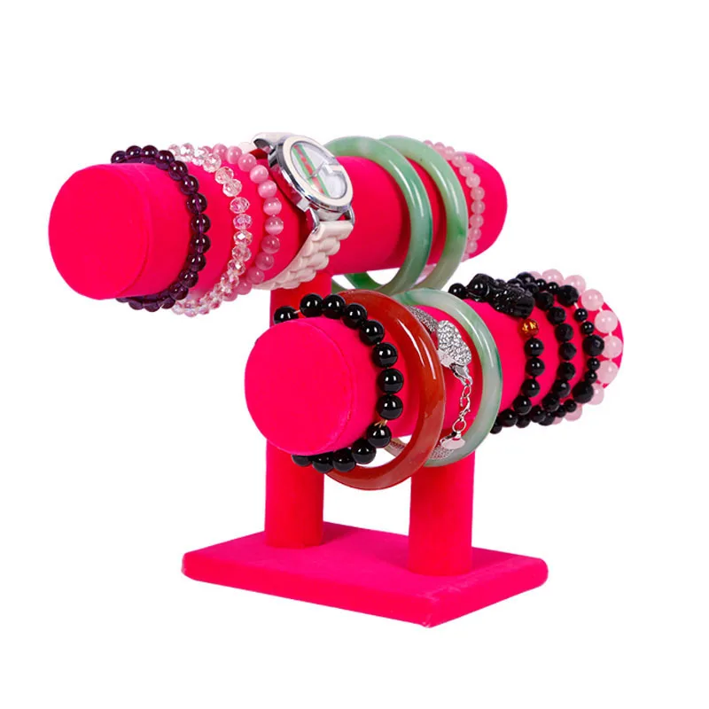 Joyero Organizador Real Jewelry Boxes 2019 New Jewelry Display Rack Double-deck Velvet Bracelet Watch Necklace Es