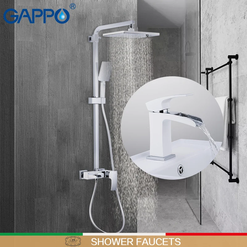 GAPPO shower faucet basin faucets chrome and white wall bathroom faucet mixer deck mounted basin sink faucet shower sets